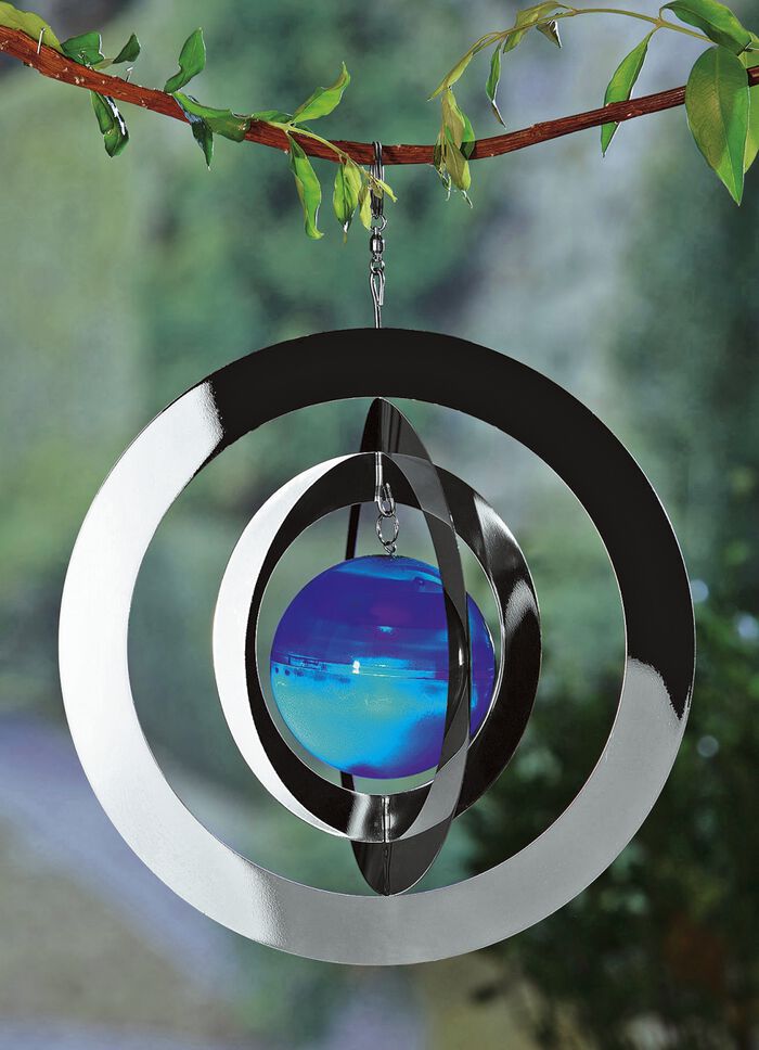 Solar-Windspiel Saturn SILBER-BLAU